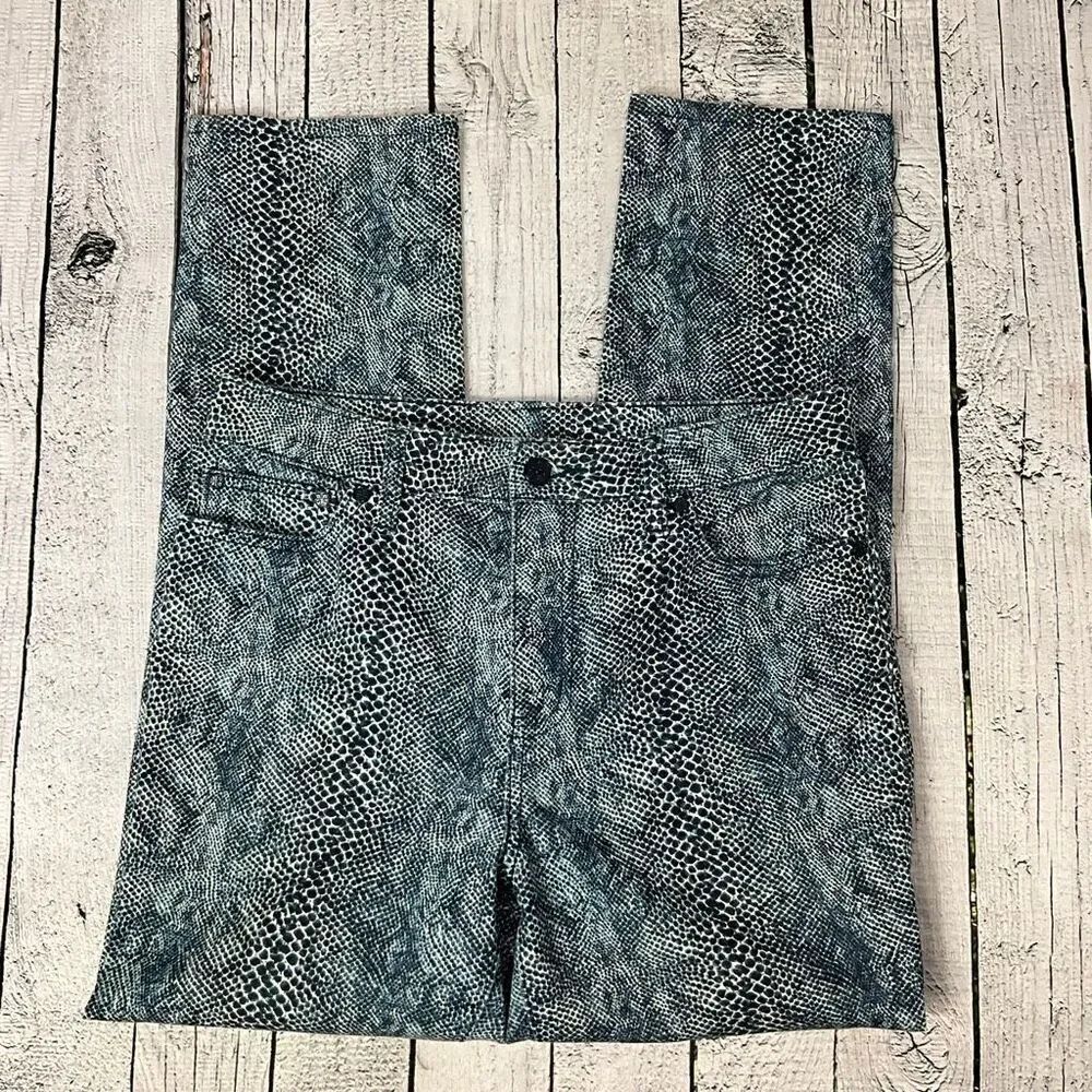 TORY BURCH Navy Boa Snakeskin Print Jeans